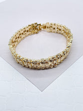 Load image into Gallery viewer, Vintage Diamond Cut Style 18k Gold Filled Thick X - Patterns Bracelet, Motion Bracelets, Jewelry