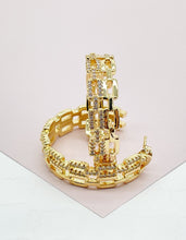 Load image into Gallery viewer, 18k Gold Filled Chain Link Hoop Earrings with Cubic Zirconia
