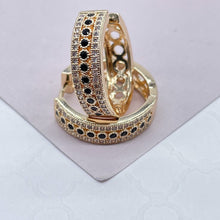 Load image into Gallery viewer, 18k Gold Filled Pave Hoops With 1 Row of colorful Stones