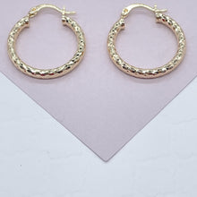 Load image into Gallery viewer, 18k Gold Filled Small Rugged Textured Hoop Earring Medium Size 25mm the