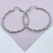 Load image into Gallery viewer, Silver Filled Textured & Twisted Hoop Earrings