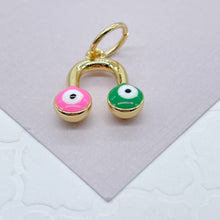 Load image into Gallery viewer, 18k Gold Filled Colorful Evil Eye Enamel Pendant Protection Charm Jewelry Making Supplies