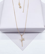 Load image into Gallery viewer, 18k Gold Filled Box Chain Necklace With Minimalistic Faith Design Cross Fe Jewelry