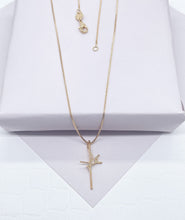 Load image into Gallery viewer, 18k Gold Filled Box Chain Necklace With Minimalistic Faith Design Cross Fe Jewelry