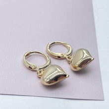 Load image into Gallery viewer, 18k Gold Filled Puffy Chubby Heart Dangling Earrings