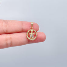 Load image into Gallery viewer, 18k Gold Filled Cross Charm Pendant with Cubic Zirconia
