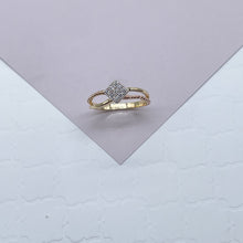 Load image into Gallery viewer, 18k Gold Filled Ring Featuring Square Shape With Nine Cubic Zirconia on Top
