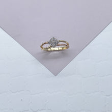 Load image into Gallery viewer, 18k Gold Filled Ring Featuring Square Shape With Nine Cubic Zirconia on Top