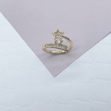 Load image into Gallery viewer, 18k Gold Filled “Shooting Star” Ring Featuring Micro Pave Cubic Zirconia and A Solitaire Dainty Jewelry