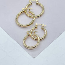 Load image into Gallery viewer, 18k Gold Filled Medium Thin Plain Hoop Earrings