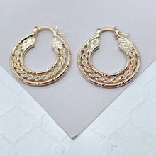 Load image into Gallery viewer, 18k Gold Filled Thin Flat Hoops With Flat Link In-Between