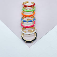 Load image into Gallery viewer, 18k Gold Filled Colorful Enamel Stackable Rings With Small Stones