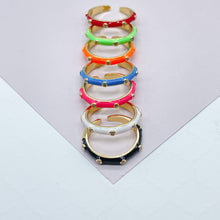 Load image into Gallery viewer, 18k Gold Filled Colorful Enamel Stackable Rings With Small Stones