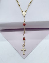 Load image into Gallery viewer, 18k Gold Filled Rosary: Brown Aventurine Beads, Victorian Cross