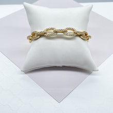 Load image into Gallery viewer, 18k Gold Filled Micro Pave Zirconia Puffy Mariner and Chunky Paper Clip Link Bangles
