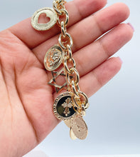 Load image into Gallery viewer, 18k Gold Filled Bracelet With Mixed Religious and Protection Charms