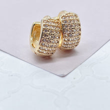 Load image into Gallery viewer, 18k Gold Filled Extra Small Pave Cubic Zirconia Hoop Earrings
