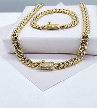 Load image into Gallery viewer, 18k Gold Filled Original 8mm Miami Cuban Link Necklace and Bracelet featuring Zirconia Box Clasp