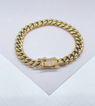 Load image into Gallery viewer, 18k Gold Filled Original 8mm Miami Cuban Link Necklace and Bracelet featuring Zirconia Box Clasp