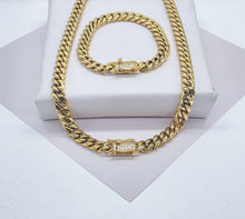 Load image into Gallery viewer, 18k Gold Filled Original 8mm Miami Cuban Link Necklace and Bracelet featuring Zirconia Box Clasp