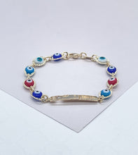 Load image into Gallery viewer, 18k Gold Filled Beaded Evil Eye ID Children Bracelet With Star