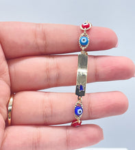Load image into Gallery viewer, 18k Gold Filled Beaded Evil Eye ID Children Bracelet With Star