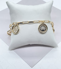 Load image into Gallery viewer, 18k Gold Filled PaperClip Bracelet With Multiple Sea Creatures Charms