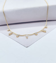 Load image into Gallery viewer, 18k Gold Filled Dainty Shard Pieces of Zirconia on Box Chain Choker