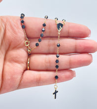 Load image into Gallery viewer, 18k Gold Filled Black Beaded Rosary
