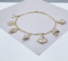 Load image into Gallery viewer, 18k Gold Filled Figaro Anklet With Chunky Sea Life Charms