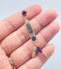 Load image into Gallery viewer, 18k Gold Filled Cuban Link ID Bracelet With Azabache Charms on Two Ends