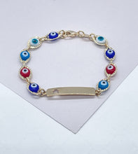 Load image into Gallery viewer, 18k Gold Filled Beaded Evil Eye ID Children Bracelet With Star