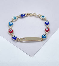 Load image into Gallery viewer, 18k Gold Filled Beaded Evil Eye ID Children Bracelet With Star