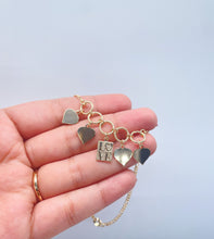 Load image into Gallery viewer, 18k Gold Filled Figaro Anklet With Plain Heart Charms & Love Charm