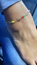 Load image into Gallery viewer, 18k Hold Filled Rolo Chain Anklet With Colorful Beads and Flower Charms Attached