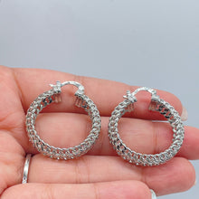 Load image into Gallery viewer, 18K GoldFilled Three Row Cuban Link Hoop Earrings
