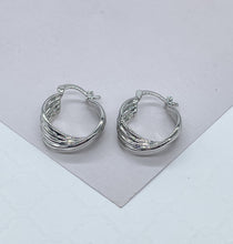 Load image into Gallery viewer, 18k Gold Filled Hoop Earrings: Twisted Four Layer Design, 8mm Thick