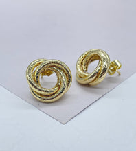 Load image into Gallery viewer, 18k Gold Filled Small Textured Solid Double Layered Hoop Earrings