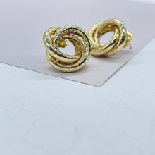Load image into Gallery viewer, 18k Gold Filled Small Textured Solid Double Layered Hoop Earrings