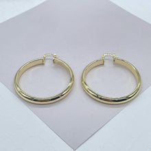 Load image into Gallery viewer, 18k Gold Filled Thick Flat Inside Hoop Earrings, Plain Gold Fat