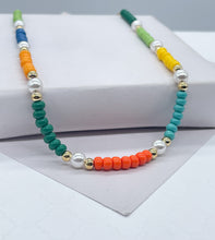 Load image into Gallery viewer, 18k Gold Filled Colorful Beaded Choker With Pearl