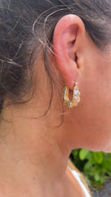 Load image into Gallery viewer, 18k Gold Filled Tri-Colored Heart Earring Hoops