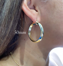 Load image into Gallery viewer, 18k Gold Filled Thick Flat Inside Hoop Earrings, Plain Gold Fat