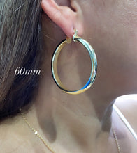 Load image into Gallery viewer, 18k Gold Filled Thick Flat Inside Hoop Earrings, Plain Gold Fat