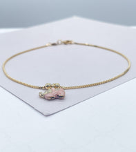 Load image into Gallery viewer, 18k Gold Filled Box Chain Anklet With Pastel Colored Elephant Charm