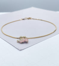 Load image into Gallery viewer, 18k Gold Filled Box Chain Anklet With Pastel Colored Elephant Charm