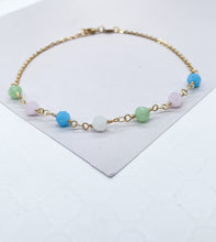 Load image into Gallery viewer, 18k Gold Filled Curb Link Anklet With Multi-Colored Beads