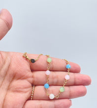 Load image into Gallery viewer, 18k Gold Filled Curb Link Anklet With Multi-Colored Beads