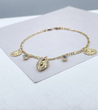Load image into Gallery viewer, 18k Gold Filled Figaro Chain Anklet With Ocean Animal Charms & Conch shell