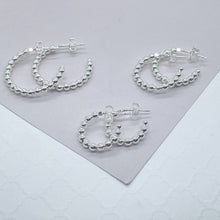 Load image into Gallery viewer, 18k Gold Filled Ball Beaded C Hoop Earring Available Small, Medium and Large